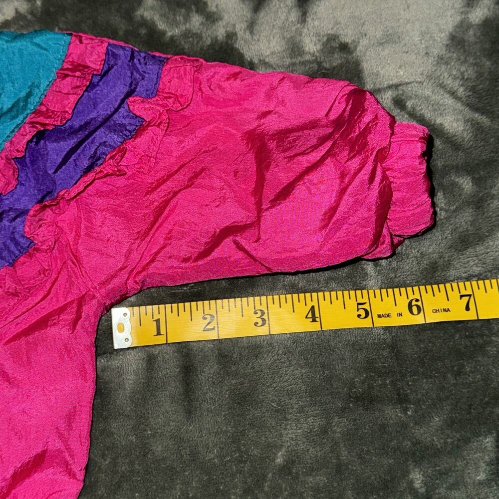 Vintage Kids Warmer Windbreaker Jacket Kids 12M Hot Pink Colorblock 70s 80s 90s - Picture 8 of 9